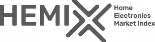 HEMIX Logo mit großem Schriftzug und stilisiertem X, daneben der ausgeschriebene Name „Home Electronics Market Index“ in drei Zeilen