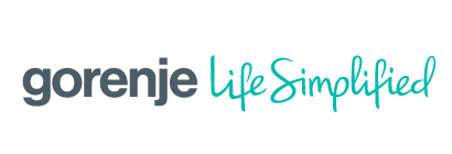 Gorenje Markenlogo mit dem Slogan „Life Simplified“ in handschriftlicher türkisfarbener Schrift