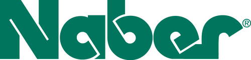Grünes Naber-Logo in verspielter, abgerundeter Schrift mit eingearbeiteten weißen Dreiecken in den Buchstaben