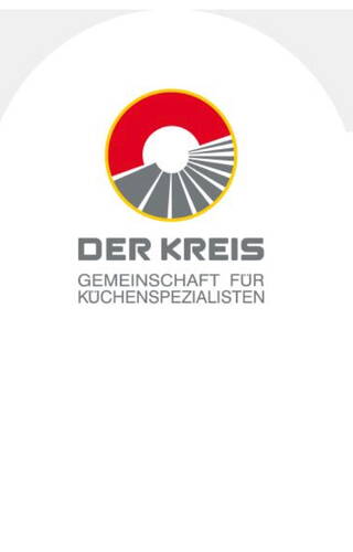 Logo von „DER KREIS – Gemeinschaft für Küchenspezialisten“ mit rot-grauem kreisförmigem Emblem und stilisierten Linien im unteren Segment