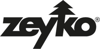 Schwarzes „zeyko“-Logo mit stilisiertem Pfeil nach oben, der den Buchstaben „k“ bildet, auf weißem Hintergrund