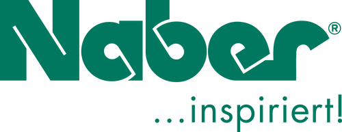 Grünes Naber-Logo mit stilisiertem Schriftzug und dem Slogan „…inspiriert!“ darunter