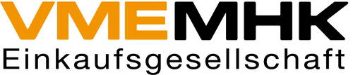 VME MHK Einkaufs­gesellschaft Logo mit orangefarbenem „VME“ und schwarzem „MHK“ über schwarzer Schrift „Einkaufsgesellschaft“