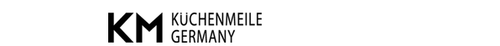 Schwarzes KM-Logo mit der Wortmarke „Küchenmeile Germany“ in klarer, moderner Schrift