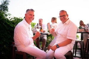Wie immer bester Laune: Markus Wegmann und Kevin Göbel von Systemceram.