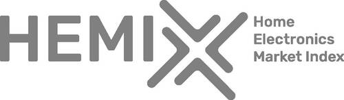 Graues HEMIX-Logo mit stilisiertem X-Symbol und rechtsstehendem Schriftzug „Home Electronics Market Index“