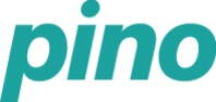 Türkisfarbener Schriftzug „pino“ in kursiver, serifenloser Typografie auf weißem Hintergrund