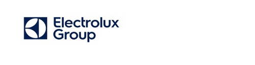 Dunkelblaues Electrolux Group Logo mit stilisiertem kreisförmigem Symbol links und Schriftzug „Electrolux Group“ rechts auf weißem Hintergrund