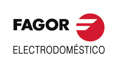 Fagor Electrodómestico Schriftzug mit rotem Kreislogo und stilisiertem weißen F-Symbol