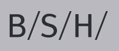 Schwarzes BSH-Logo mit den Buchstaben B, S und H, getrennt durch Schrägstriche auf grauem Hintergrund